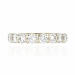Demi alliance or blanc et diamants brillants