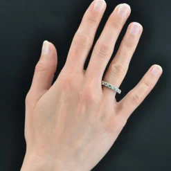Demi alliance or blanc et diamants brillants