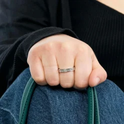 Demi Alliance or gris et diamants