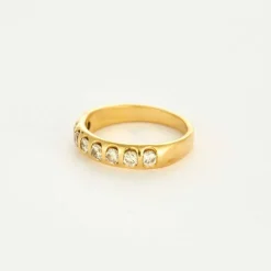 Demi alliance or jaune et diamants
