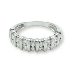 Demi-alliance double étage or blanc diamants