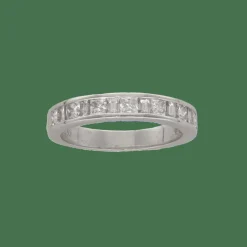 Demi-alliance en or gris 18K avec 0,80 ct de diamants G-VS – Taille 50-51