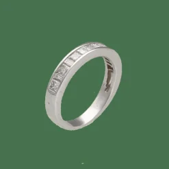 Demi-alliance en or gris 18K avec 0,80 ct de diamants G-VS – Taille 50-51
