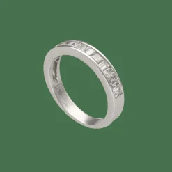 Demi-alliance en or gris 18K avec 0,80 ct de diamants G-VS – Taille 50-51