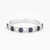 Demi-alliance en or gris saphir et diamants