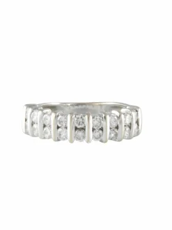 Demi-alliance Or blanc Diamants