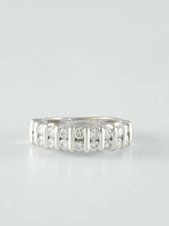 Demi-alliance Or blanc Diamants
