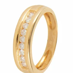 Demi-Alliance or jaune et diamants