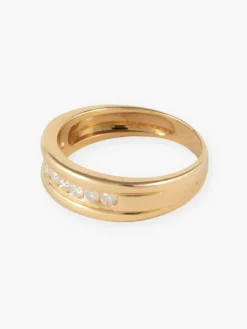 Demi-Alliance or jaune et diamants