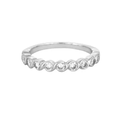 Demie alliance en or gris et diamants