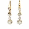 Dormeuses anciennes or jaune platine diamants Old Single Cut