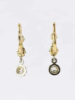 Dormeuses anciennes or jaune platine diamants Old Single Cut