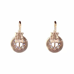 Dormeuses anciennes or rose perles fines