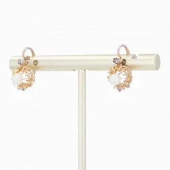 Dormeuses anciennes or rose perle et diamant