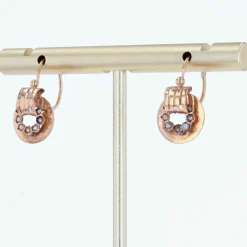 Dormeuses anciennes or rose perles fines