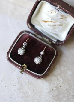 Dormeuses Art Déco Or rose et blanc et Diamants 0.90 Ct
