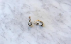 Dormeuses Art Déco Or rose et blanc et Diamants 0.90 Ct