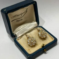 Dormeuses diamants taille ancienne or jaune