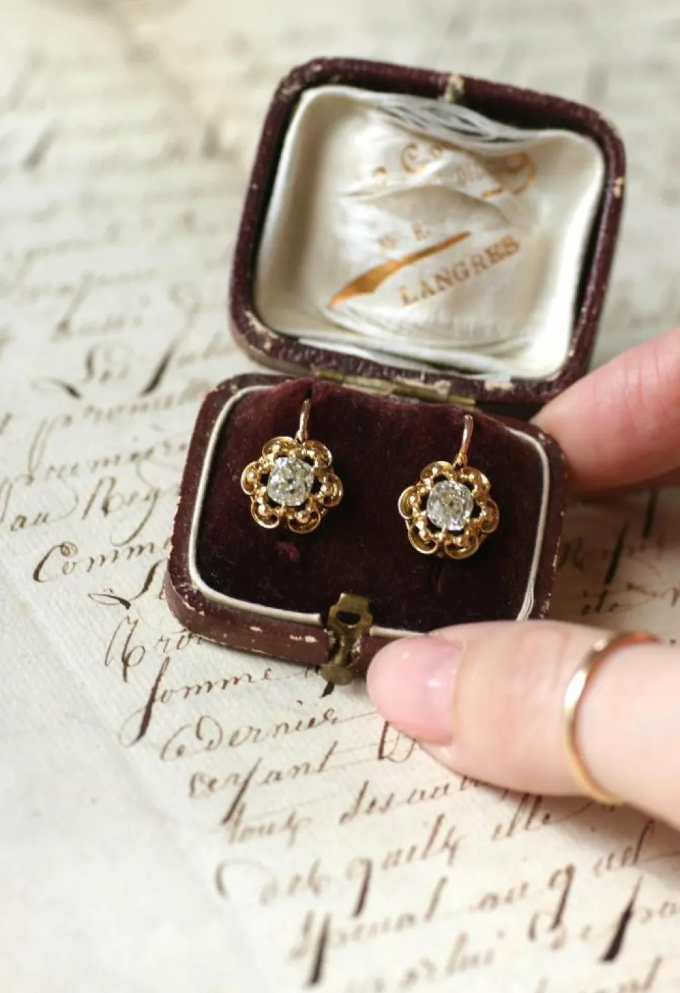 Dormeuses Diamants taille ancienne coussin 1.40 Ct