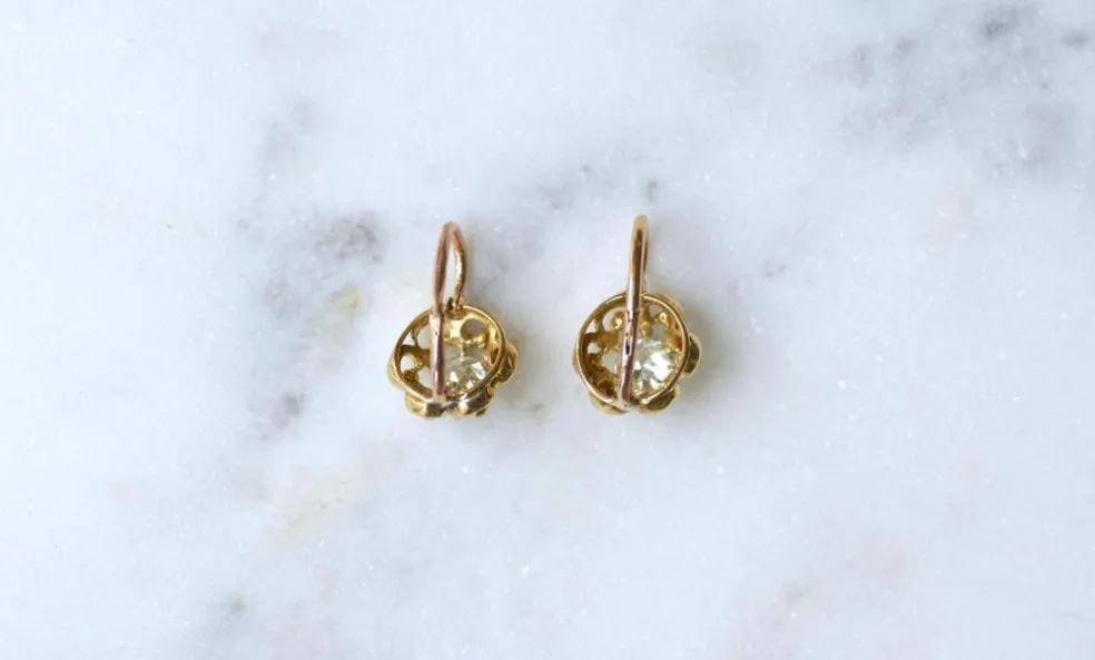 Dormeuses Diamants taille ancienne coussin 1.40 Ct