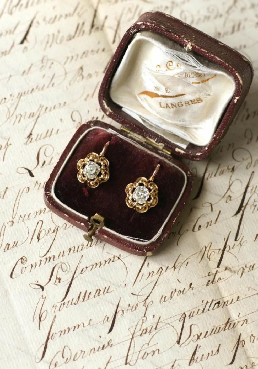 Dormeuses Diamants taille ancienne coussin 1.40 Ct