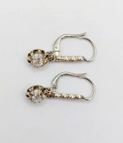 Dormeuses or blanc et platine, diamants (circa 1930)