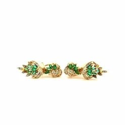 Dormeuses Or Jaune 18k Émeraudes & Diamants