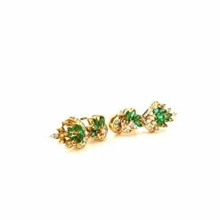 Dormeuses Or Jaune 18k Émeraudes & Diamants