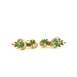 Dormeuses Or Jaune 18k Émeraudes & Diamants