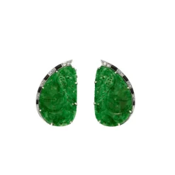 Double clip Art Déco Jade Onyx Diamants