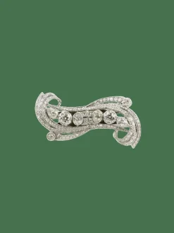 Double Clip Art-Déco platine diamants taille ancienne