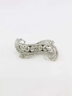 Double Clip Art-Déco platine diamants taille ancienne
