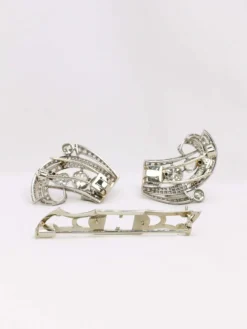 Double Clip Art-Déco platine diamants taille ancienne
