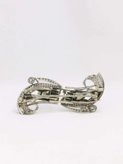 Double Clip Art-Déco platine diamants taille ancienne