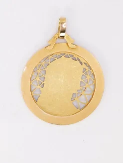 DROPSY Médaille vintage Vierge de profil or jaune