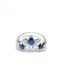 Duo de bagues or blanc diamants saphirs rubis
