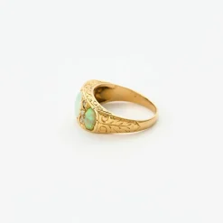 Elégante Bague Jarretière Or Jaune, Opale et Diamants