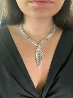 Ensemble collier et bracelet en or blanc et diamants haut de gamme
