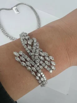 Ensemble collier et bracelet en or blanc et diamants haut de gamme