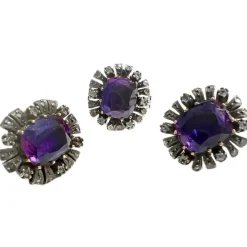 ensemble de bague et boucles d'oreilles en or et argent avec saphirs