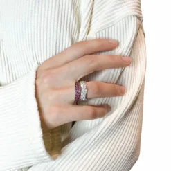 Ensemble de deux bagues en rubis et en diamants