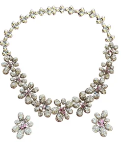 Ensemble Fleur Diamant et Tourmaline d'inspiration vintage