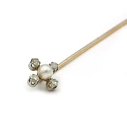 Epingle À Cravate - Or, Diamants & Perle