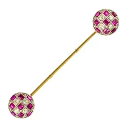 Epingle de jabot diamants rubis