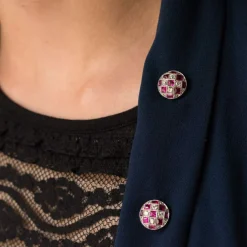 Epingle de jabot diamants rubis