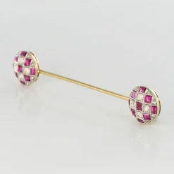 Epingle de jabot diamants rubis