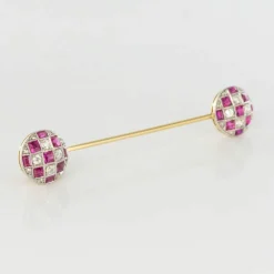 Epingle de jabot diamants rubis