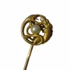Epingle serpent chien, or rose et perle fine