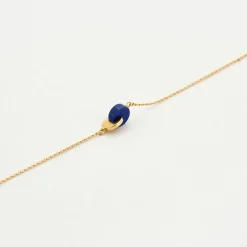 Fin Collier en or jaune et Lapis-Lazuli