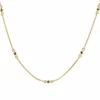 Fin collier or maille gourmette plat et ses motifs avec saphirs